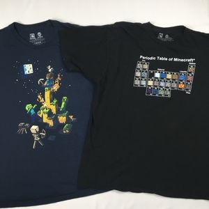Lot of 2 Minecraft Graphic T Shirt Black Navy Blue